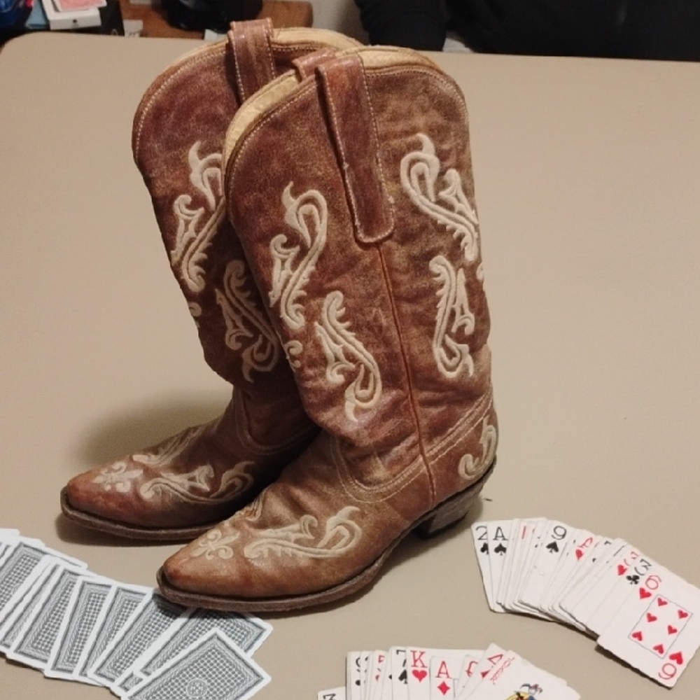 Corral Honey Cortez # R1974 Brown Western Cowboy Boots w Embroidery Women's 8 M